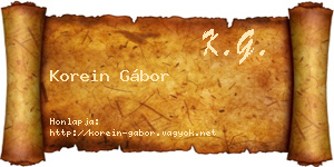 Korein Gábor névjegykártya
